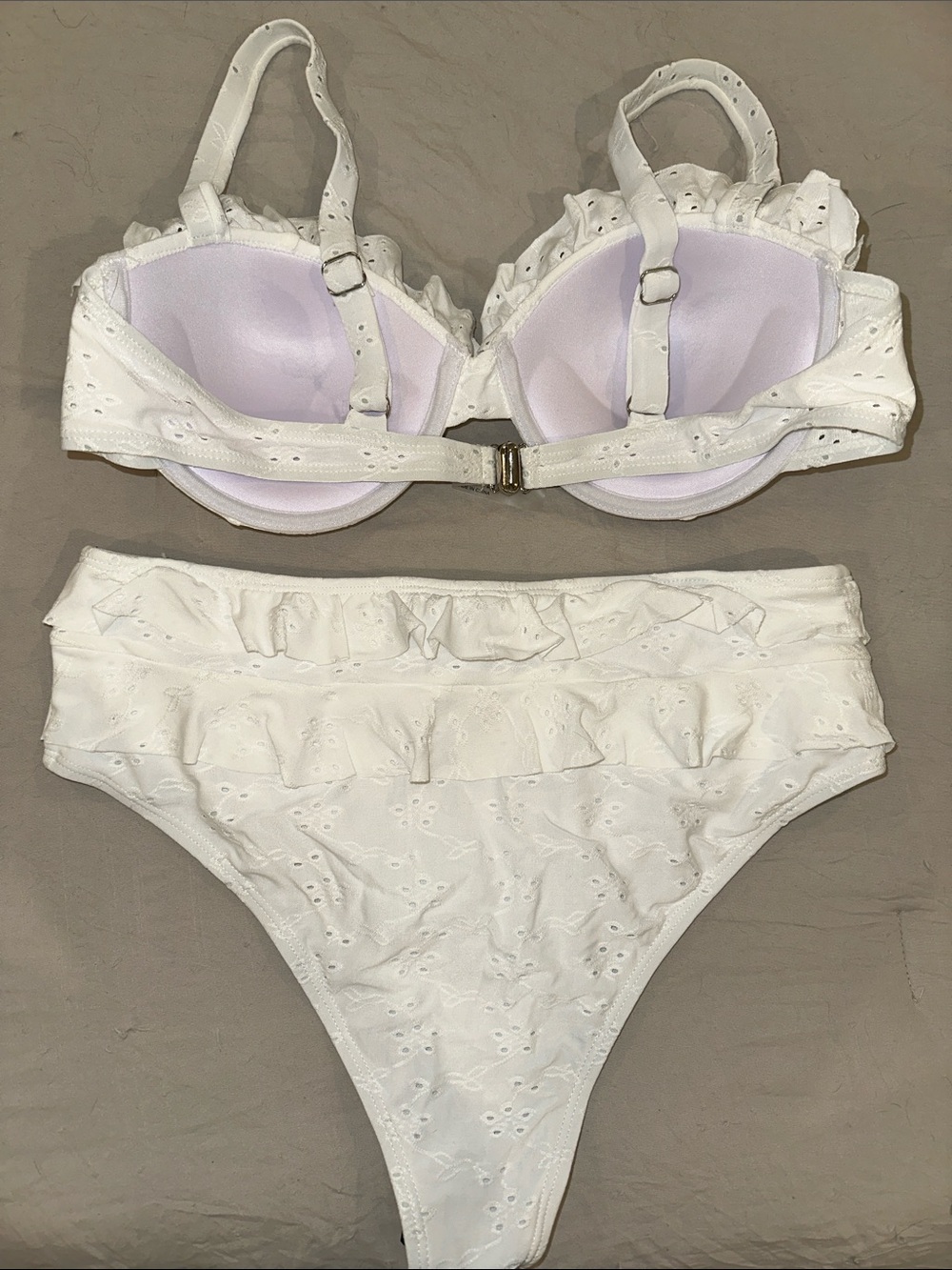 SHEIN White Ruffle Bikini Set - Picture 2 of 3